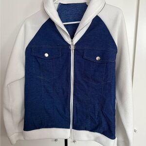 Blue and White Zip-Up Jacket